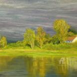 Pintura intitulada "Light on the lake" por Alexandre George, Obras de arte originais, Óleo Montado em Cartão