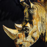 Peinture intitulée "Le rhino 1" par Agnès Borg-Burglen, Œuvre d'art originale, Acrylique