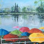 Pintura intitulada "LES BERGES DE L'ALL…" por Agnes Corre, Obras de arte originais, Acrílico