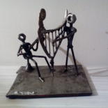 Sculpture titled "Les musiciens" by Agostinho Dacunha, Original Artwork, Stainless Steel