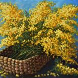 Peinture intitulée "panier de mimosas" par Alain Benedetto, Œuvre d'art originale
