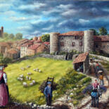 Peinture intitulée "village de Tourtour" par Alain Benedetto, Œuvre d'art originale, Huile Monté sur Châssis en bois