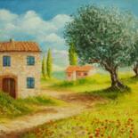 Peinture intitulée "paysage provence" par Alain Benedetto, Œuvre d'art originale, Huile Monté sur Châssis en bois