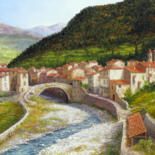 Peinture intitulée "village de l'escare…" par Alain Benedetto, Œuvre d'art originale, Huile