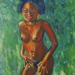 Painting titled "Beauty black" by Alain Beziers, Original Artwork, Oil