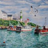 Peinture intitulée "LE PETIT PORT DE DO…" par Alain Dervillez, Œuvre d'art originale, Huile