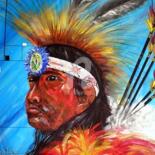 Painting titled "SHAWNEE" by Alain Faure, Original Artwork, Acrylic Mounted on Wood Stretcher frame