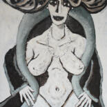 Картина под названием "Una veneciana. - A…" - Albert Cruells, Подлинное произведение искусства, Акрил Установлен на Деревянн…