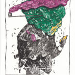 Εκτυπώσεις & Χαρακτικά με τίτλο ""Облака. Мужчина с…" από Александр Бутылин, Αυθεντικά έργα τέχνης, Χαρακτικά σε λινόλαιο