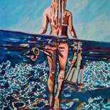 Painting titled "At the beach " by Alexandra Djokic, Original Artwork, Acrylic