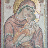 Ζωγραφική με τίτλο "Icon of Our Lady of…" από Alena Masterkova, Αυθεντικά έργα τέχνης, Ψηφιδωτό
