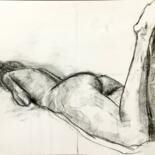 Drawing titled "Resting nude 4" by Alex Buzunov, Original Artwork, Charcoal