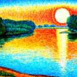Картина под названием "Рыжий восход" - Alexander Breskin, Подлинное произведение искусства, Масло Установлен на Деревянная р…