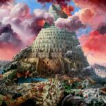 Pintura titulada "The Tower of Babel." por Aleksandr Mikhalchuk, Obra de arte original, Oleo