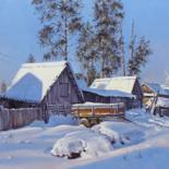 Painting titled "Winter Day. Village" by Alexander Volya, Original Artwork, Oil