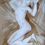 Dessin intitulée "Nu féminin" par Alexandre Barberà-Ivanoff, Œuvre d'art originale, Encre Monté sur Autre panneau rigide