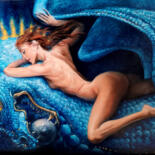 Painting titled "Blue trip" by Alexandre Barberà-Ivanoff, Original Artwork, Oil Mounted on Other rigid panel