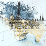 Malerei mit dem Titel "aquarelle-paris-tou…" von Alexis Boisset, Original-Kunstwerk