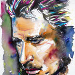 Painting titled "Ｊｏｈｎｎｙ Ｈａｌｌｙｄａｙ" by Alexis Chomel, Original Artwork, Watercolor