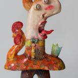 Sculpture titled "Jadę na kogucie! ty…" by Alex Johanson, Original Artwork, Clay