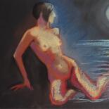 Dibujo titulada "Night Swim" por Alfia Kircheva, Obra de arte original, Pastel