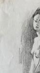 Pintura titulada "Сидящая девушка" por Alina Bugleeva, Obra de arte original, Lápiz