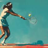 Printmaking titled "Tennis Tempest: A D…" by Alina Chalaya, Original Artwork, Linocuts