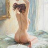 Painting titled "In the morning" by Alisa Gibet, Original Artwork, Oil Mounted on Wood Stretcher frame