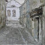 Painting titled "Street in Krakow" by Alla Ronikier, Original Artwork, Oil Mounted on Wood Stretcher frame