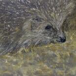 Pittura intitolato "Small hedgehog" da Alla Ronikier, Opera d'arte originale, Olio Montato su Telaio per barella in legno
