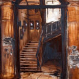 Painting titled "Odessa. Front door" by Alla Ronikier, Original Artwork, Oil Mounted on Wood Stretcher frame