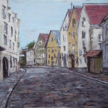 Картина под названием "Tallinn city" - Alla Ronikier, Подлинное произведение искусства, Масло Установлен на Деревянная рама…