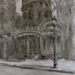 Painting titled "Paris. Moulin Rouge" by Alla Ronikier, Original Artwork, Oil Mounted on Wood Stretcher frame