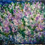 Malarstwo zatytułowany „Lilac flowers” autorstwa Alla Ronikier, Oryginalna praca, Olej Zamontowany na Drewniana rama noszy