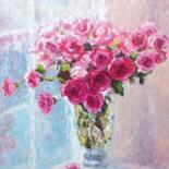 Картина под названием "Розовый букет" - Алла Спирина, Подлинное произведение искусства, Масло