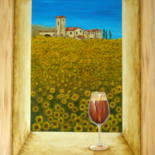 Painting titled "Veduta di Faicchio 1" by Allegretto, Original Artwork, Acrylic Mounted on Wood Stretcher frame