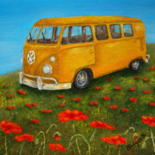 Painting titled "Vintage bus" by Allegretto, Original Artwork, Acrylic