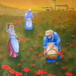 Painting titled "HARVESTING POPPIES…" by Allegretto, Original Artwork, Acrylic