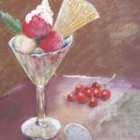 Painting titled "gourmandise glacée" by Claudette Allosio, Original Artwork, Pastel