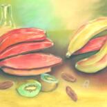 Painting titled "fruits exotiques#ar…" by Claudette Allosio, Original Artwork, Pastel