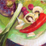 Peinture intitulée "Assiette de légumes…" par Claudette Allosio, Œuvre d'art originale, Pastel