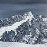 Peinture intitulée "Montagne Mont-Dolent" par Ludovic Perrenoud, Œuvre d'art originale, Huile Monté sur Panneau de bois