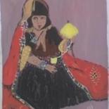 Painting titled "femme berbere" by La Marocaine Bensaid, Original Artwork
