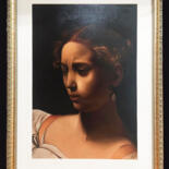 Painting titled "Cabeza de Judith de…" by Anabella Silvia Chalu, Original Artwork, Oil Mounted on Wood Panel