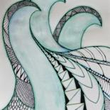 Drawing titled "Waves" by Ana Colombo, Original Artwork, Ink