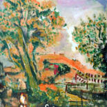 Schilderij getiteld "GREEN LANDSCAPE" door Anandswaroop Manchiraju, Origineel Kunstwerk, Acryl