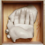 Sculpture titled "Plaster Hands III" by Ana Sousa Santos, Original Artwork, Plaster Mounted on Wood Stretcher frame