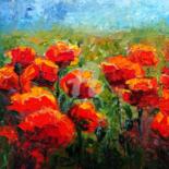 Painting titled "Red summer passion,…" by Anastasia Akunina, Original Artwork, Oil