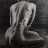 Painting titled "Woman figure Moonli…" by Anastasia Akunina, Original Artwork, Acrylic