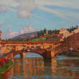 Peinture intitulée "Florence. Arno" par Anatolii Korobkin, Œuvre d'art originale, Huile Monté sur Châssis en bois